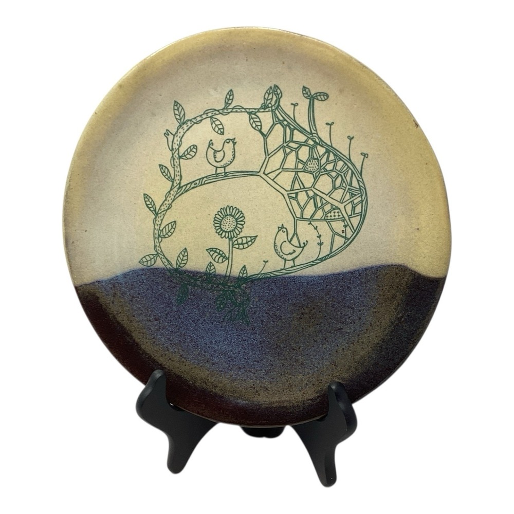 Handcrafted Ceramic Plate Scottish Artist Julia Smith Songbirds 9" Decorative